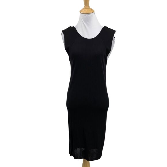 T By Alexander Wang Dress Womens S Small Black Sleeveless Open Cross Back Lined - Picture 1 of 13